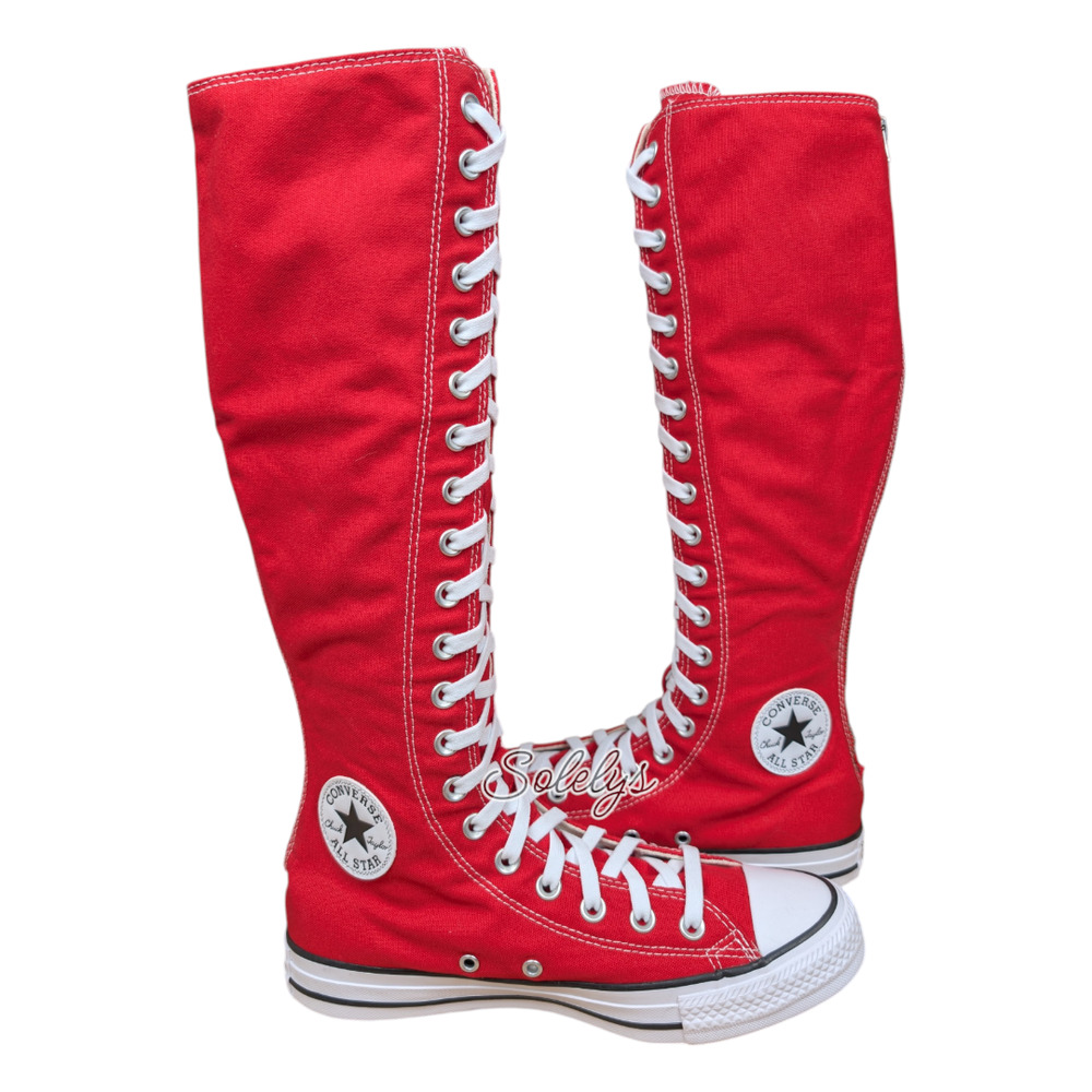 Converse Modern XXHI Red White Canvas Knee High Custom Elastic Laced Sneaker 8